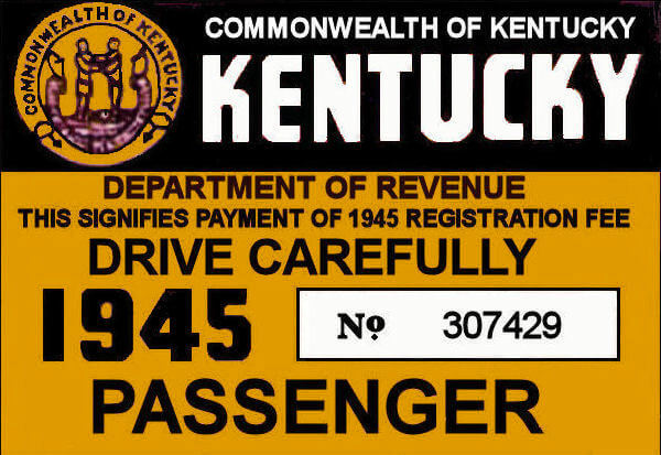 1945 Kentucky Registration/Inspection sticker